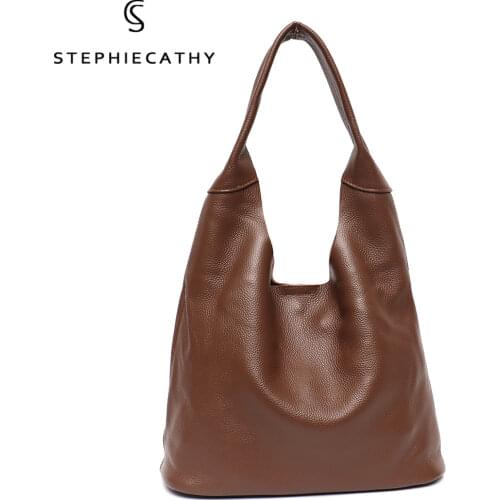 SC Luxury Natural Cowhide Shoulder Bags For Women Designer Casual Hobo Bucket Female Daily Soft Genuine Leather Handbags Tote