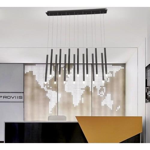 Black/Gold Modern led Pendant Lamp Long Tube light Kitchen Island Dining Room Shop Bar Counter Decoration Hanging Pendant lamp