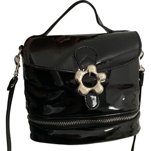 Bags for Women,PU Leather Mini Shoulder Bag,Retro Handbag with Flower Designe,Bucket Bag,Female Casual Purse