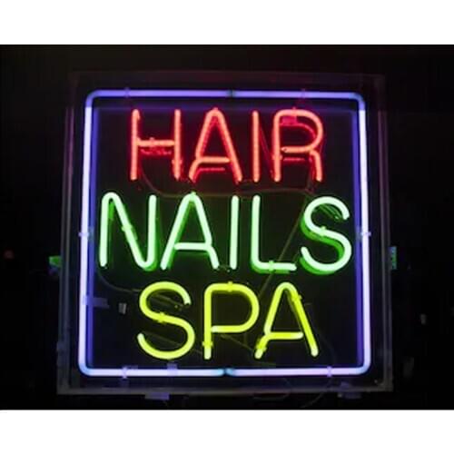 Decorative Light Hair Nails Spa Neon Bulb Light Wall Signs Signboard Custom Decor Window Lamps In The Room Handmade Glass Tube