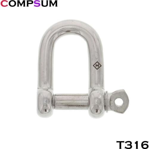 T316 Stainless Steel Screw Pin D Shackle wire rope lock chain connecting buckle