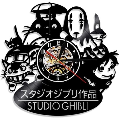 Japanese Cartoon Animated Film Vinyl LP Record Wall Clock Girls Wonderful Adventure Journey Kids Room Home Decor Movie Fans Gift