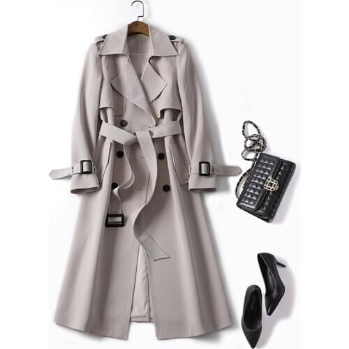 Abrigos High quality Womens Windbreaker British Style Lace Fashion New Overcoat Female Spring Double breasted Trench Coats Z580