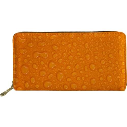 PU Leather Orange Wallet for Women Large Card Coin Purse Female Zip Around Long Clutch Wallet Phone Money Bag Ladies Purses