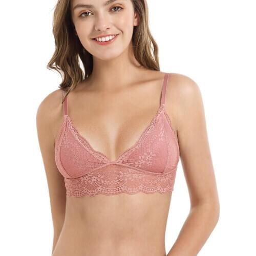 Ladies Lace Bralette Translucent Bra Sexy Lingerie Underwear Women Intimates 3/4 Cups Unlined Soft Bras