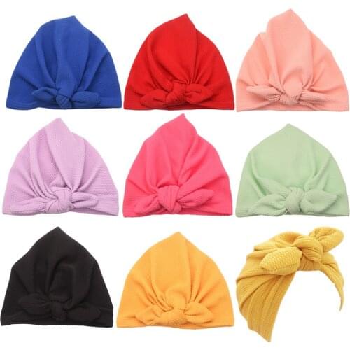 1PCS Fabric Baby Beanies with Bunny Ears Candy Color Baby Girl Caps Cute Hair Accessories