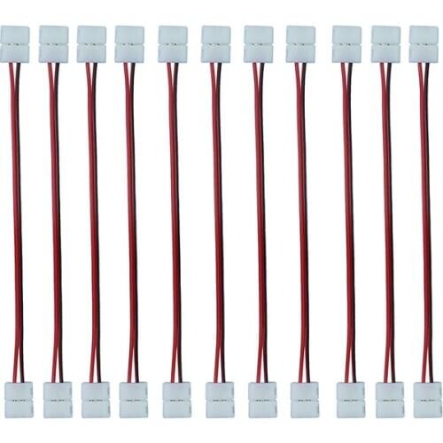 10pcs 8mm 2pin Connector wire for 3528 Single Color LED Strip free shipping