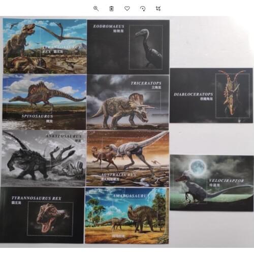 10PCS Dinosaur miniature China souvenir sheet Post Stamps