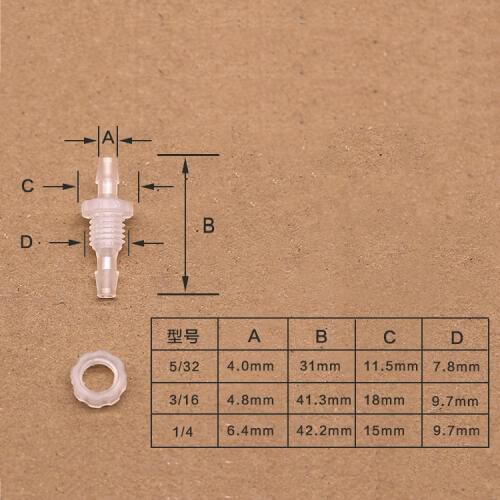 10pcs PP Plastic 1/4 Bulkhead Union Pagoda Connector Joint 5/32 For Air/gas/liquid tube Corrosion Resistant Medical Care Parts