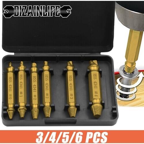 3/4/5/6 PCS Damaged Screw Extractor Drill Bit Set Easily Take Out Stripped Broken Screw Bolt Remover Extractor Demolition Tools