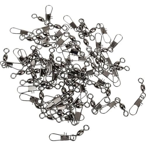 50 Fishing Barrel Swivels Connector Snaps Feeder Coarse Tackle Sea Fishing