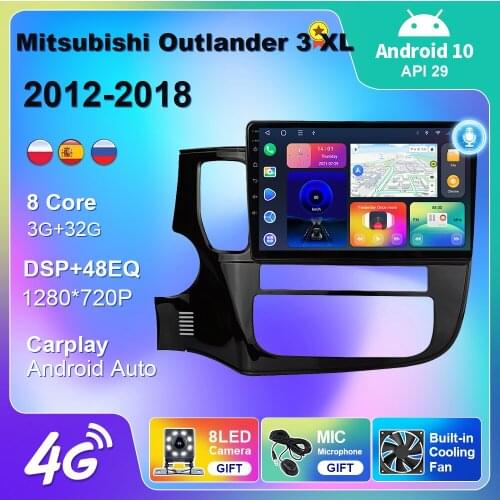 10 Inch Android 10 For Mitsubishi Outlander 3 XL 2012-2018 Car Radio 4G Android Auto Carplay DSP GPS Navigation 2Din DVD Player
