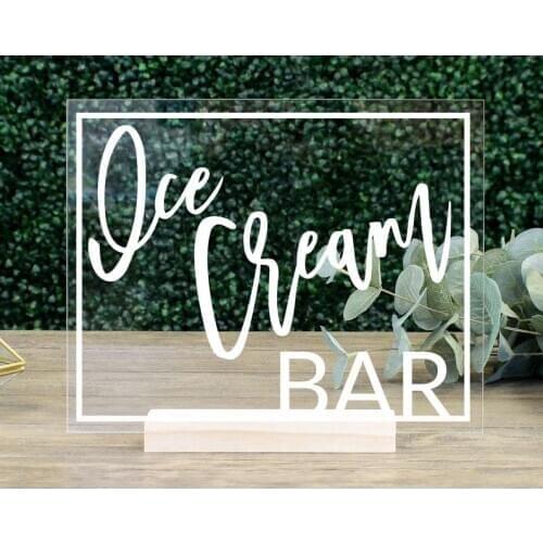 Ice Cream Bar Table Sign ice cream kids birthday party sign dessert sweets table wedding clear table sign