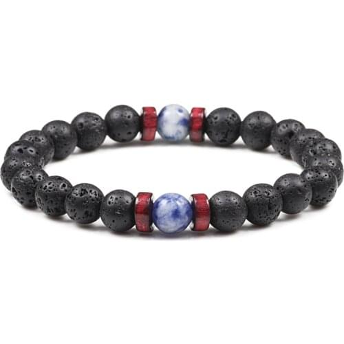 Classic Men Bracelet Natural Stone Lava Beads Bracelets Women Buddha Bangle Healing Balance Couple Yoga Jewelry pulseras hombre