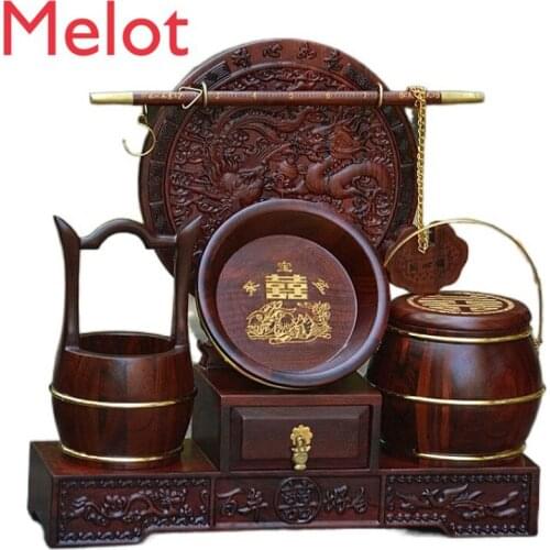 Solid Wood, Red Wood, Grandson Barrel, Red Sour Branch Carving, Three Piece Set, Seven Piece Set, Wedding Gift, Chinese Dowry