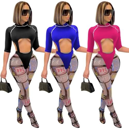 Cutubly Hollow Out 2 Piece Sets Trousers For Girls Sexy Short Sleeve Playsuit Top Pant Set For WomenTight Pencil Pants Suit New