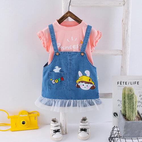 Children Clothing Baby Boys Girls T Shirt Denim Jeans Overalls 2Pcs/sets Kids Infant Casual Clothes Toddler Fashion Tracksuit