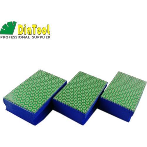 DIATOOL 3pcs Electroplated Diamond Hand Pad 90X55MM Grit 800 Hard Foam-backed Hand Polishing Pad