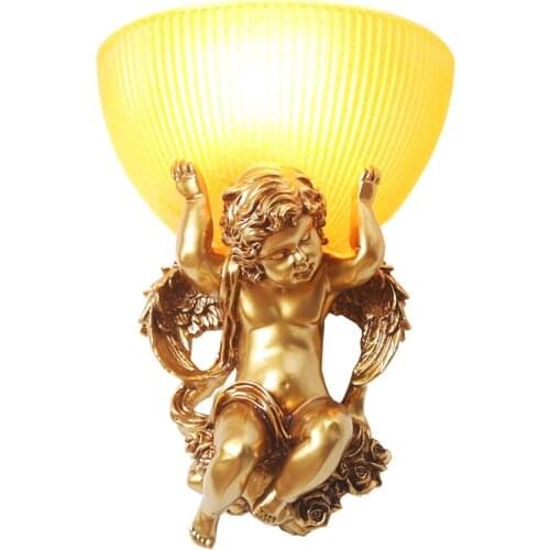 European angel glass wall lamps E27 led bedroom retro living room background wall sconces lights hotel aisle decorative fixtures