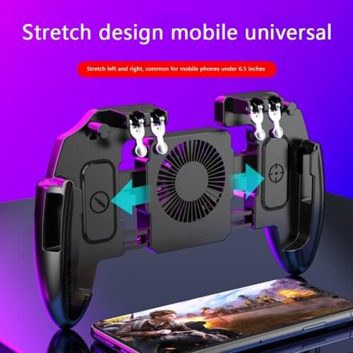 6 Fingers Mobile Phone Shooting Gaming Button Triggers Gamepad with Cooling Fan for PUBG Auxiliary Artifact Controller Joystick