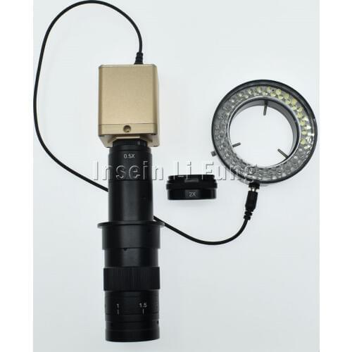 HD 1080P HDMI VGA USB Industrial Digital Video Microscope Camera+5X-600X Magnification Zoom C-mount Lens+LED Light Source