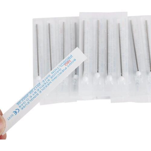 10pcs/lot 16G Piercing Needles Tattoo Accessory Disposable Sterile Body Piercing Needles for Navel Ear Nose Tattoo Needle