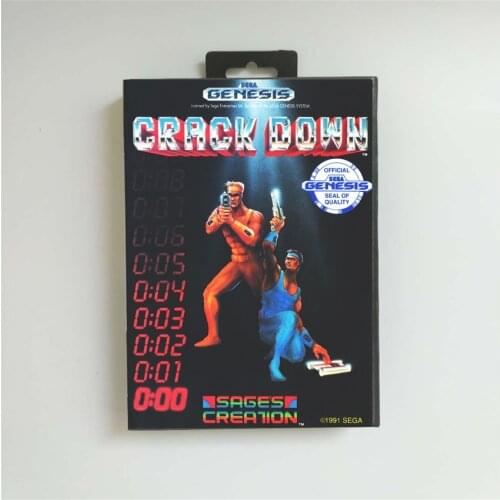 Crack Down - USA Cover With Retail Box 16 Bit MD Game Card for Sega Megadrive Genesis Video Game Console