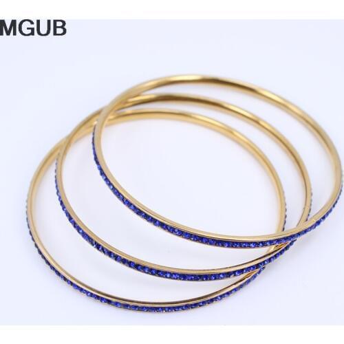 Classic color all crystal stainless steel jewelry Bangles 3 circle 3 selection of exquisite handmade crystal Bangles LH236