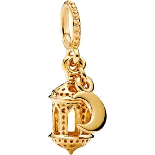 Classic Gold Arabian Lantern Pendant Fit Original Pandora Charms Bracelet Women Vintage Lamp Beads for Jewelry Making DIY Bangle