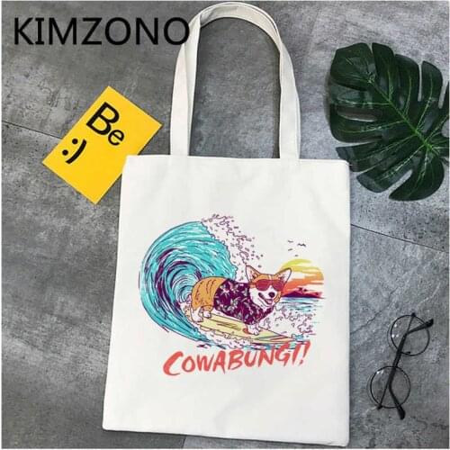 Corgi shopping bag bolsa eco cotton shopping shopper bag sacola ecobag sac tissu