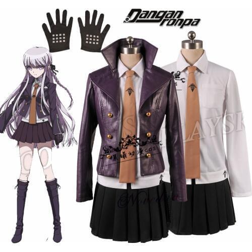 Danganronpa Kyoko Kirigiri Cosplay Costume Dress Set With Gloves Women Halloween Cosplay Costume And Ri Wig Jacket Shirt Tie
