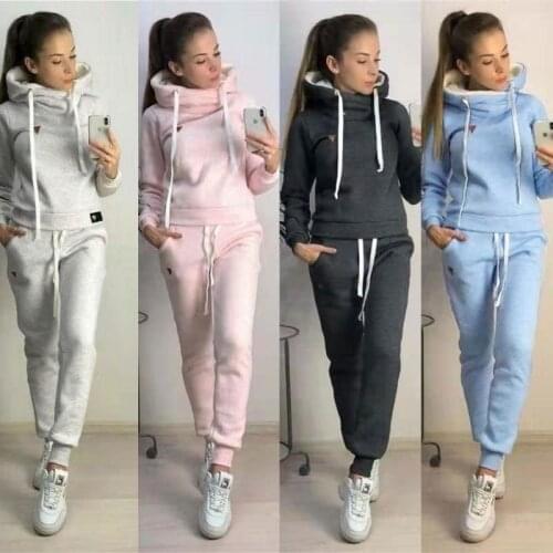 Two Piece Set Tracksuit Women Autumn Winter Clothes Hoodie Fleece Sweatshirt Top and Pants Leisure Suits Ensemble Femme 2 Pieces