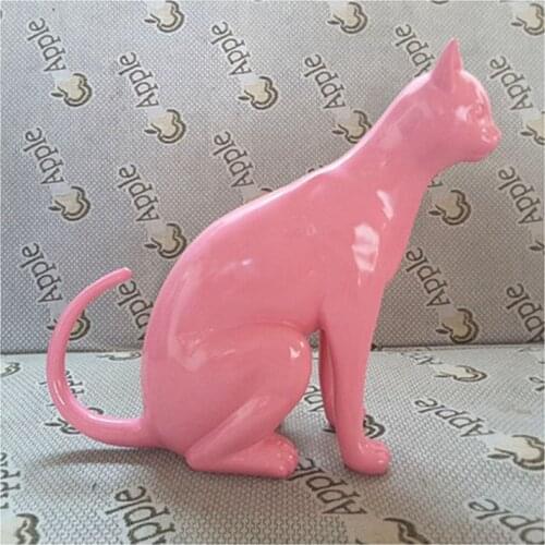 Creative Resin Cat Figurines Statue Home Garden Decoration Modern Training Room Landscape Ornaments Bright Pink Cat Desk Crafts