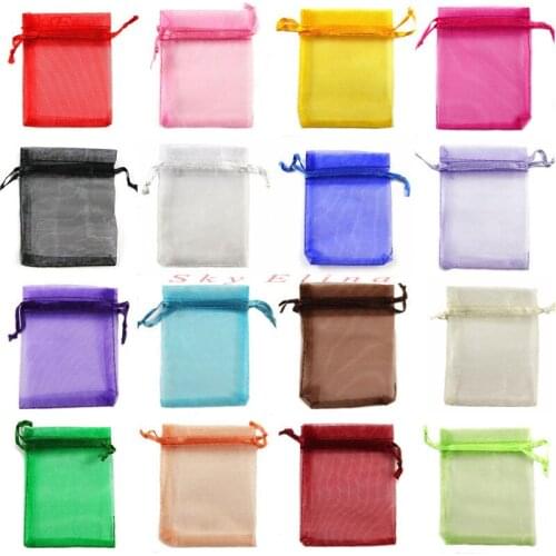 25/50pcs/lot Organza Gift Bags 7x9cm 9x12cm Satin Drawstring Organza Pouch Wedding Party Favor Gift Bag Jewelry Bags 6Z