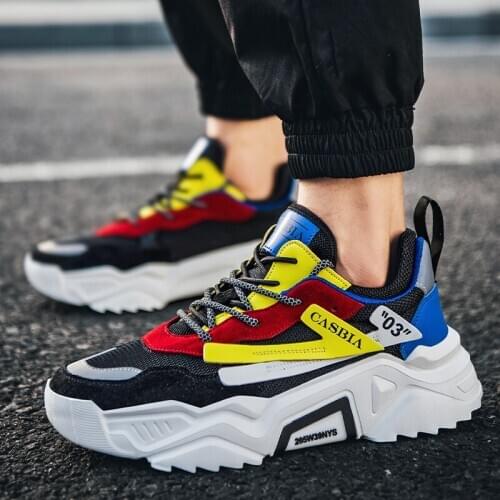 New Mens Casual Shoes Korean Version Summer New Tide Brand Casual Sports Dad Shoes Men Thick Bottom Comfortable Anti-Odor Shoes