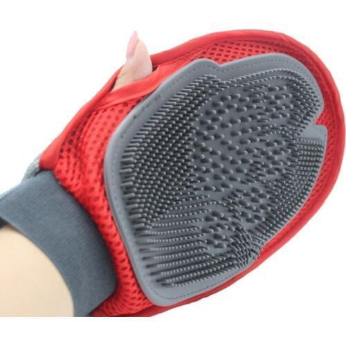 New Cat Glove For Animals Combing Cats Grooming Hackle Excellent Red Silicon Pet Massager Hair Removal Mitten Accessories