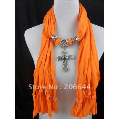New design jewelry beads tassel scarces rose cross pendant scarf shawl head scarf necklace scarf free shipping