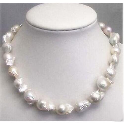 Rare Huge 15-25MM WHITE SOUTH SEA BAROQUE KESHI AKOYA PEARL NECKLACE 18"