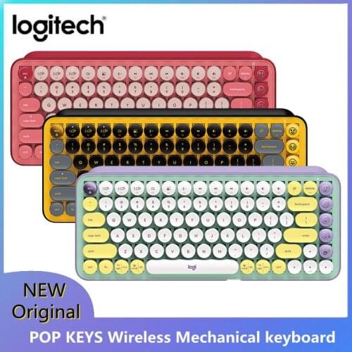 Original Logitech POP KEYS Wireless Mechanical keyboard Portable TTC Brown Switch Office Retro Punk Small Dot Bubble keyboard