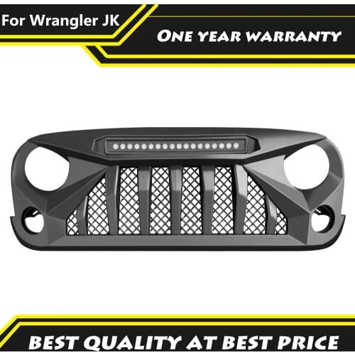 Front Grille With Led Light For Jeep Wrangler JK JKU 2007-2017 Off Road 4x4 Accessoris Car Bumper Grills
