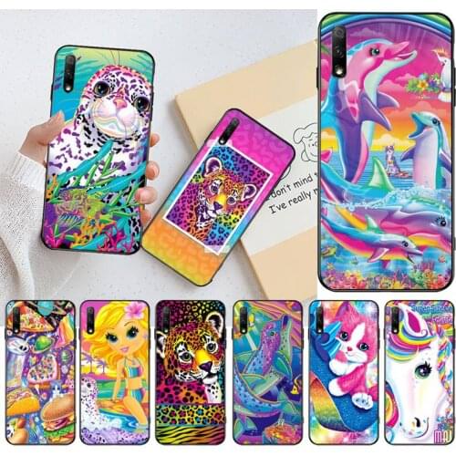 Rainbow Lisa Frank tiger horse dog Cat Black TPU Soft Rubber Phone Cover for Huawei Honor 30 20 10 9 8 8x 8c v30 Lite view pro