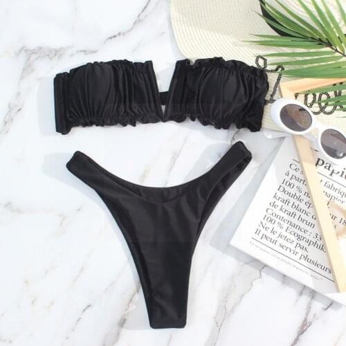 Sexy Bikini Pleated Leopard Swimsuit Women Swimwear Suit Set Beachwear Female Bikini For Bathing Swimming Bather Women L4D6