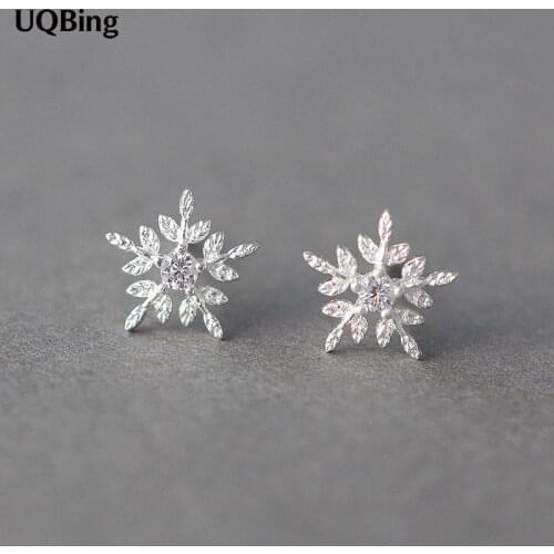 Free Shipping Fashion Silver Snowflake Stud Earrings 925 Sterling Silver Earrings Jewelry Pendientes Brincos