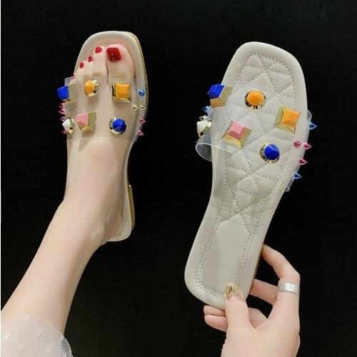 New Slippers Women 2020 Summer Transparent Shoes Woman Sandals Designer High Heel Beach Leisure Slides Open Toe Plus Size Ladies