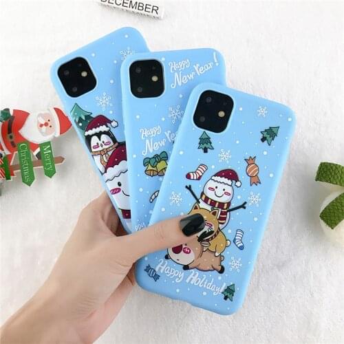 Ottwn Christmas Elk Santa Claus Snow Silicone Phone Case For iPhone 11 Pro Max X XR XS 7 8 6 6s Plus SE 2020 Soft TPU Back Cover