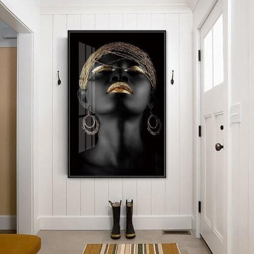Modern Art Canvas Painting African Black Woman Posters and Prints Scandinavian Wall Art Pictures For Living Room Home Decoration