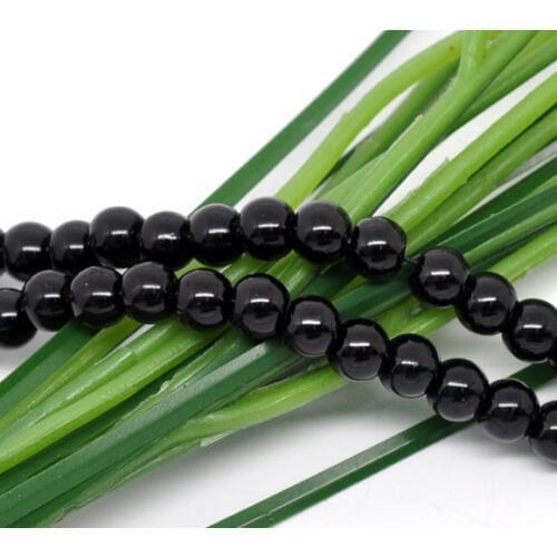 Glass Pearl Imitation Beads Round Black 8mm Dia,82cm(32 2/8") long,1 Strands(approx:105PCs/Strand) new