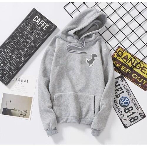 Harajuku Print Hoodies Long Sleeve Dinosaur Sweatshirt Hooded Kawaii Tops Autumn Winter Tracksuits Fleece Hoody Pullover Moletom