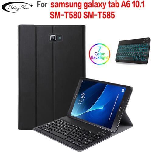 Slim Case for Samsung Galaxy Tab A A6 10.1 2016 Keyboard Case T580 T585 SM-T580 SM-T585 Tablet Cover Backlit Bluetooth Keyboard