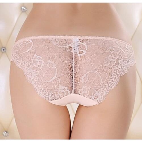 4pcs/ lot Womens Sexy Lace Panties Seamless Underwear Briefs Nylon Silk for Ladies Bikini Cotton Crotch Transparent Lingerie